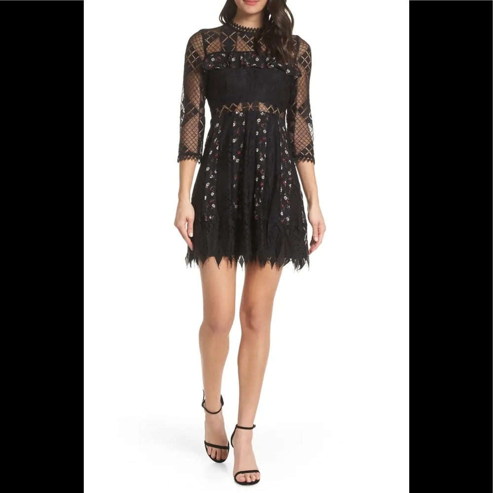 FOXIEDOX Josefine Lace & Clip Dot Cocktail Dress